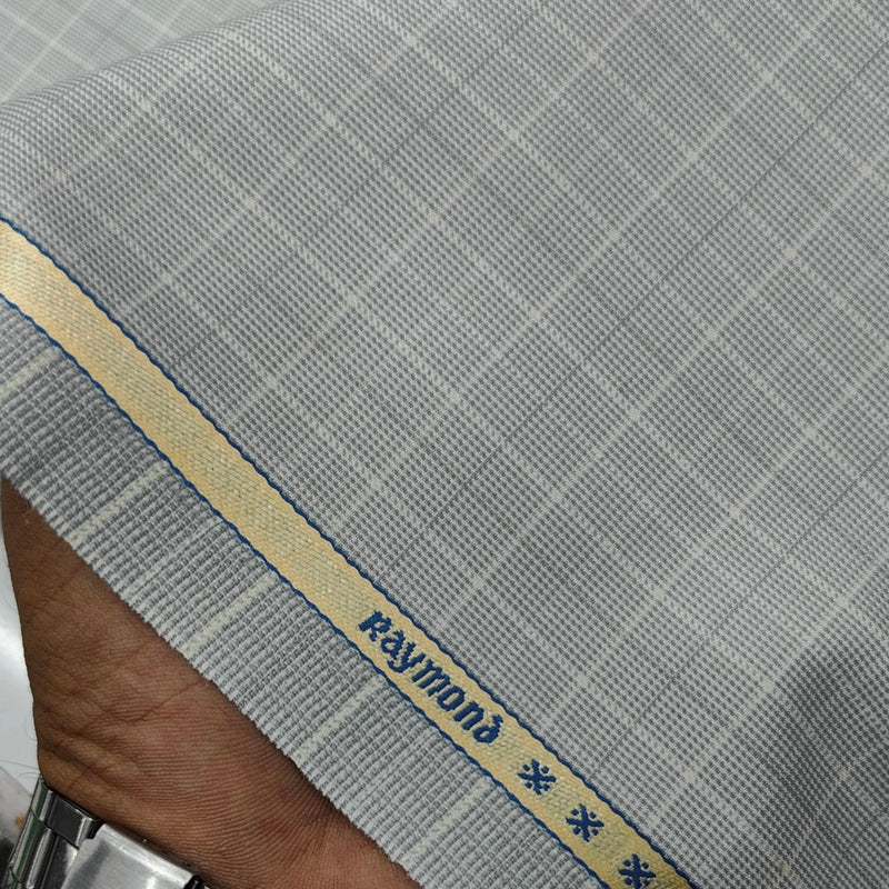 Trouser Fabric Raymond Wool Blended Check Colour Light Brownish Grey