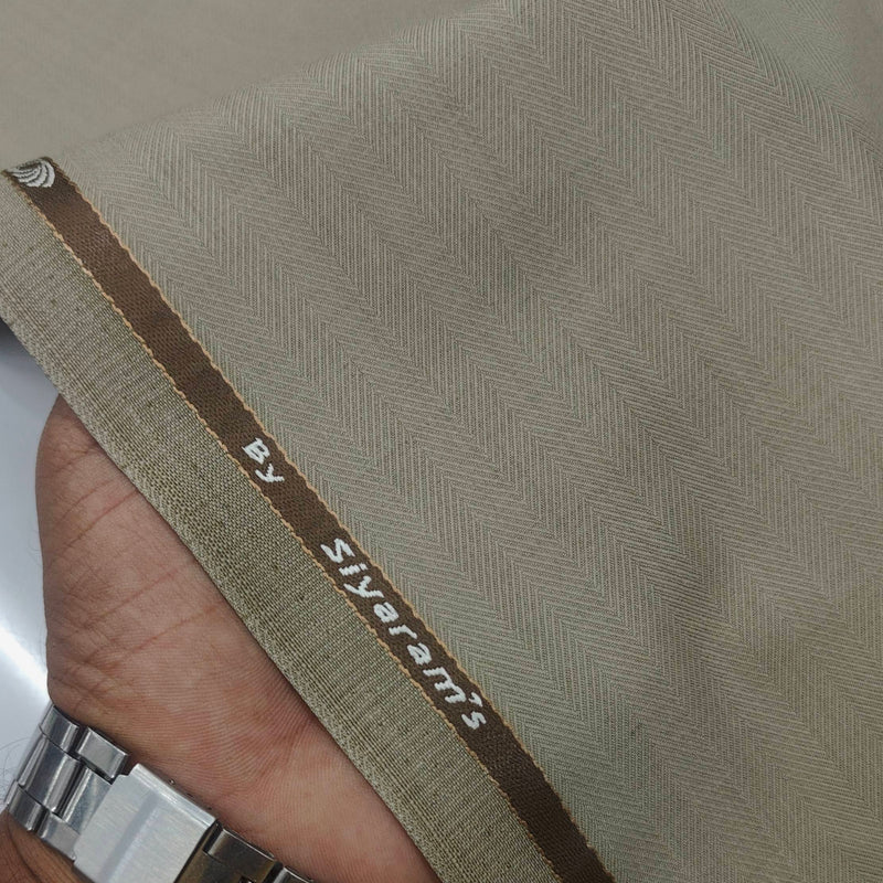 Trouser Fabric Siyaram Poly Viscose Herringbone Color Wheat Brown