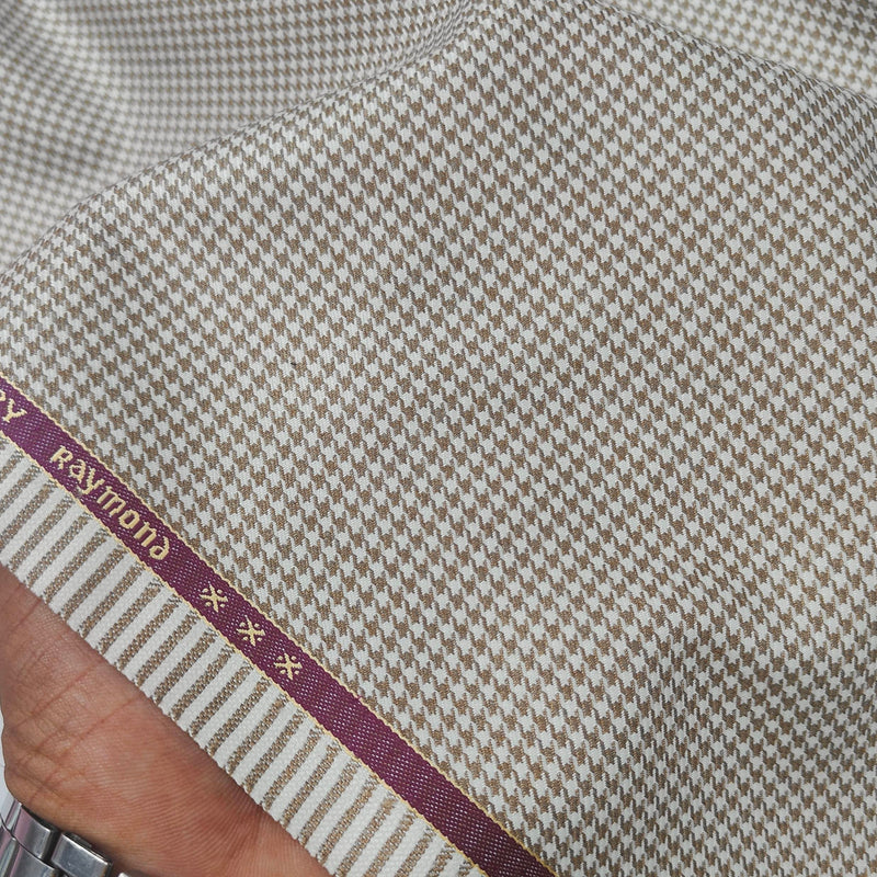 Trouser Fabric Raymond Poly Viscose Zig Zag Colour Brown N Off White