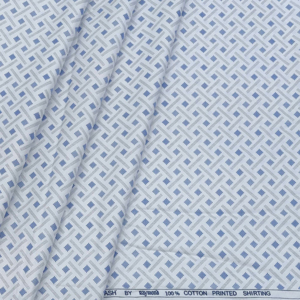 Shirt Fabric Raymond Giza Cotton Printed Colour Blue N Light Grey