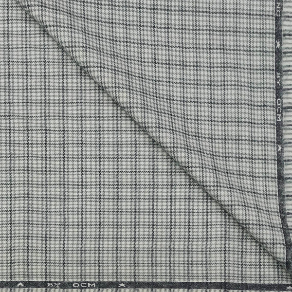 Warm Shirt Fabric Ocm Mix Check Colour Black N Light Grey