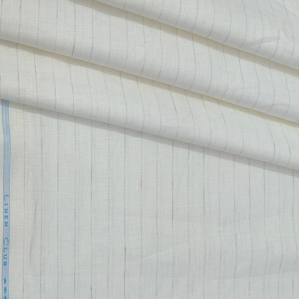 Shirt Fabric Linn Club Pure Linen Broad Lining Colour Blue N White