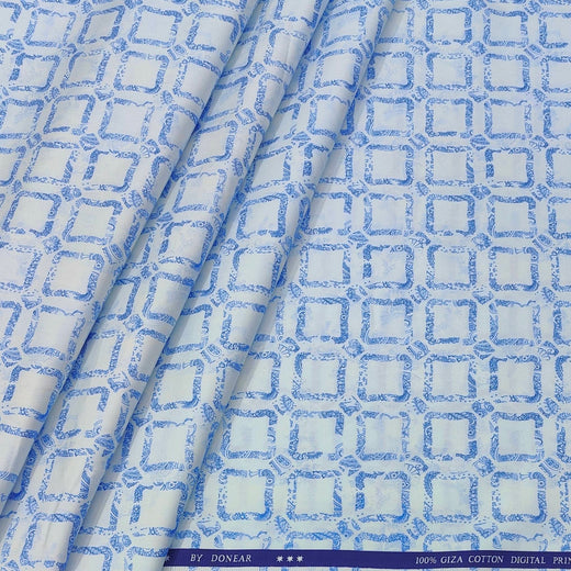 Shirt Fabric Donear Premium Giza Cotton Digital Print Colour Blue