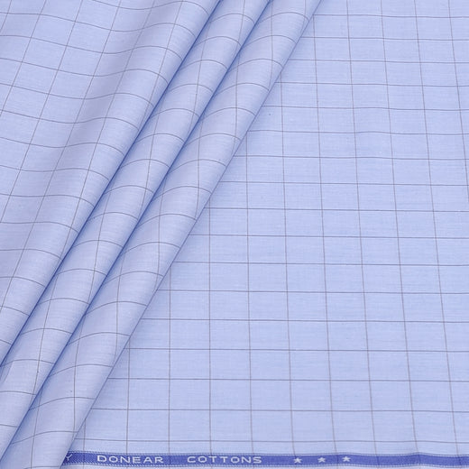 Shirt Fabric Donear Premium Giza Cotton Check Colour Sky Blue