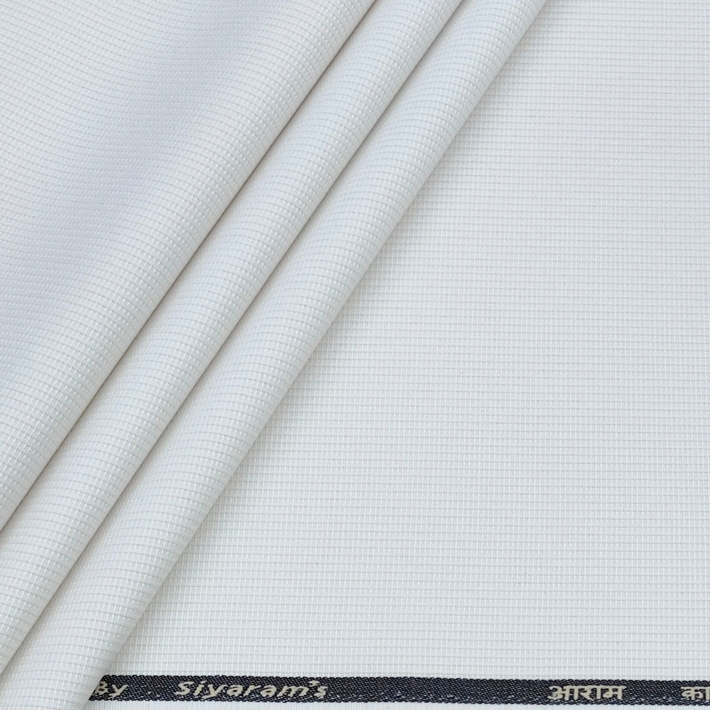 Trouser Fabric Siyaram Poly Cotton Thick N Rough Dobby Colour White