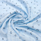 Solino 100% linen 60lea Light blue printed Shirt Fabric