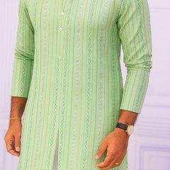 Kurta Fabric ManTire Designer Silk Embroidery Colour Mint Green