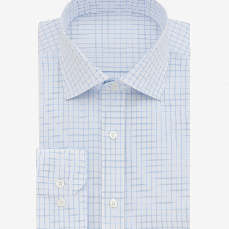 Shirt Fabric Soktas Giza Cotton Check Colour Blue N White