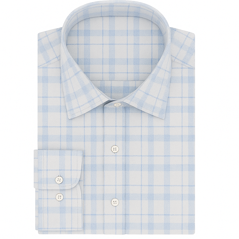 Shirt Fabric Soktas Giza Cotton Mix Check With Jacquard Colour Blue N White