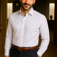 Shirt Fabric Soktas 80s Giza Cotton Broad Lining Colour Purple N White