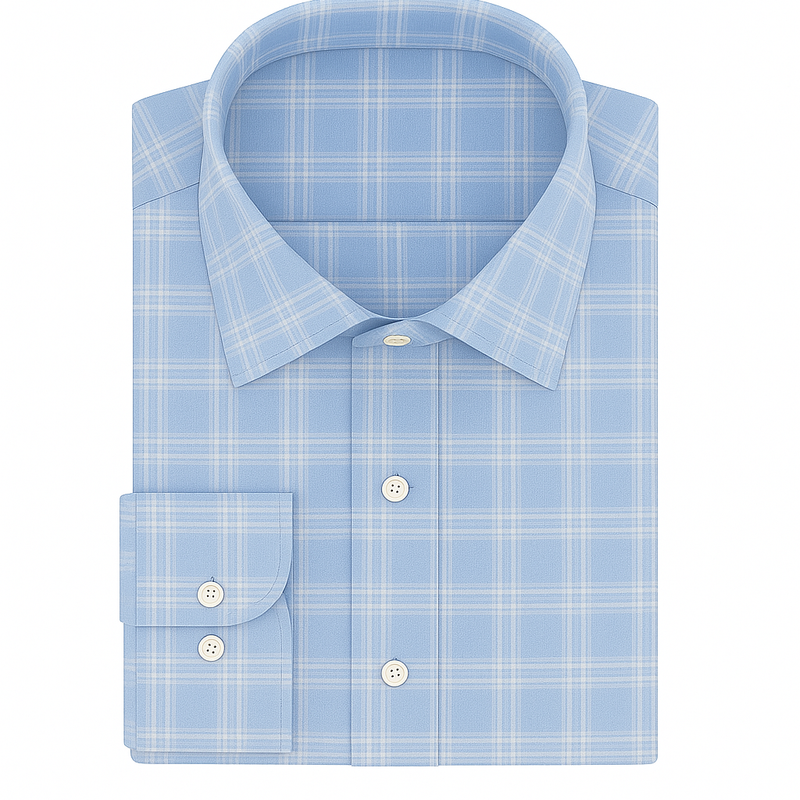 Shirt Fabric Raymond 100% Cotton Mix Check Colour Light Blue