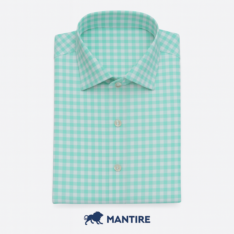 Shirt Fabric Soktas Giza Cotton Check Colour Pistachio Green