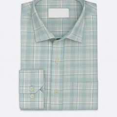 Shirt Fabric Soktas Giza Cotton Broad Check Colour Pistachio Green N White