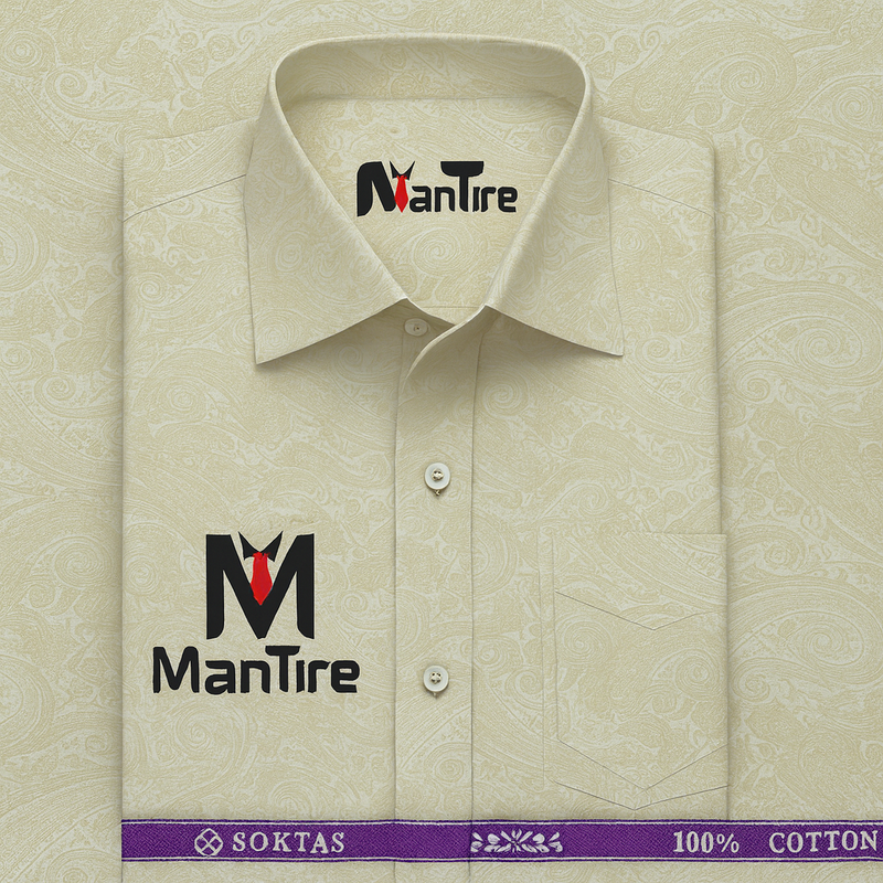 Shirt Fabric Soktas 100% Cotton Jacquard Colour Parchment Beige