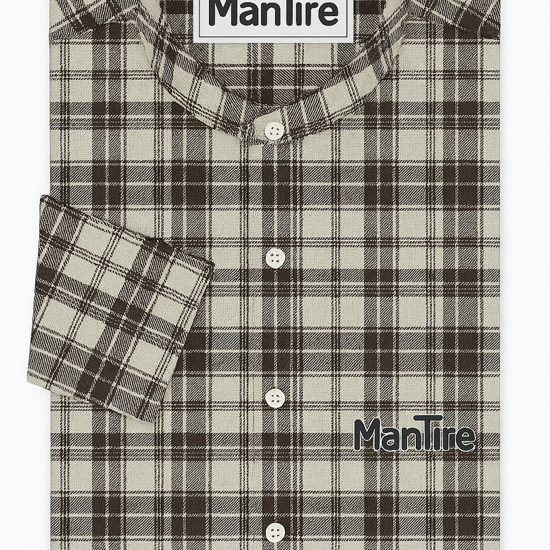 Warm Shirt Fabric Ocm Mix Check Colour Brown N White