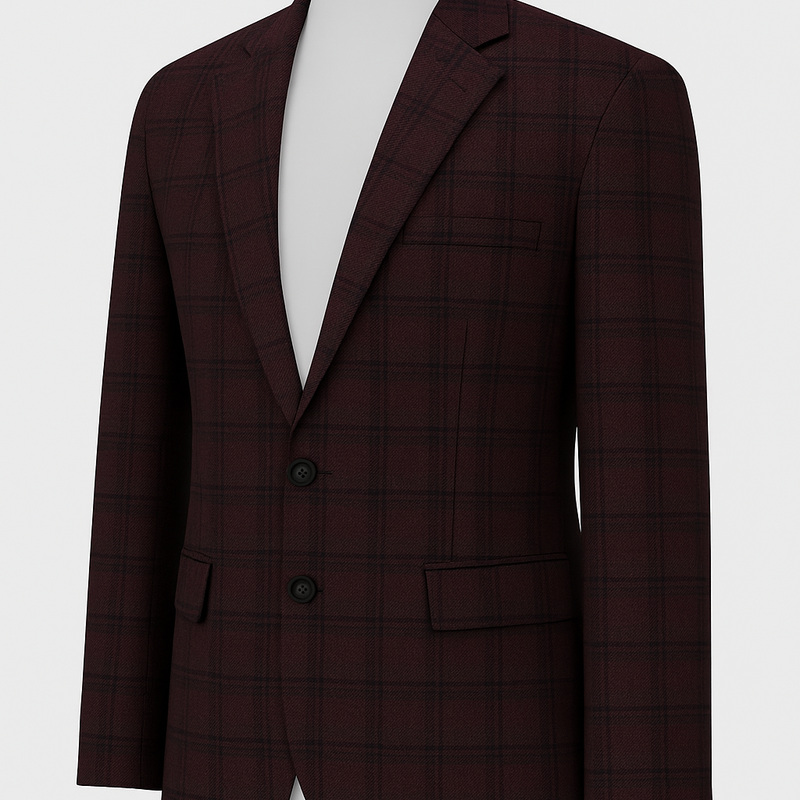 Tweed Blazer Fabric Raymond Wool Blended Broad Check Colour Plum Purple