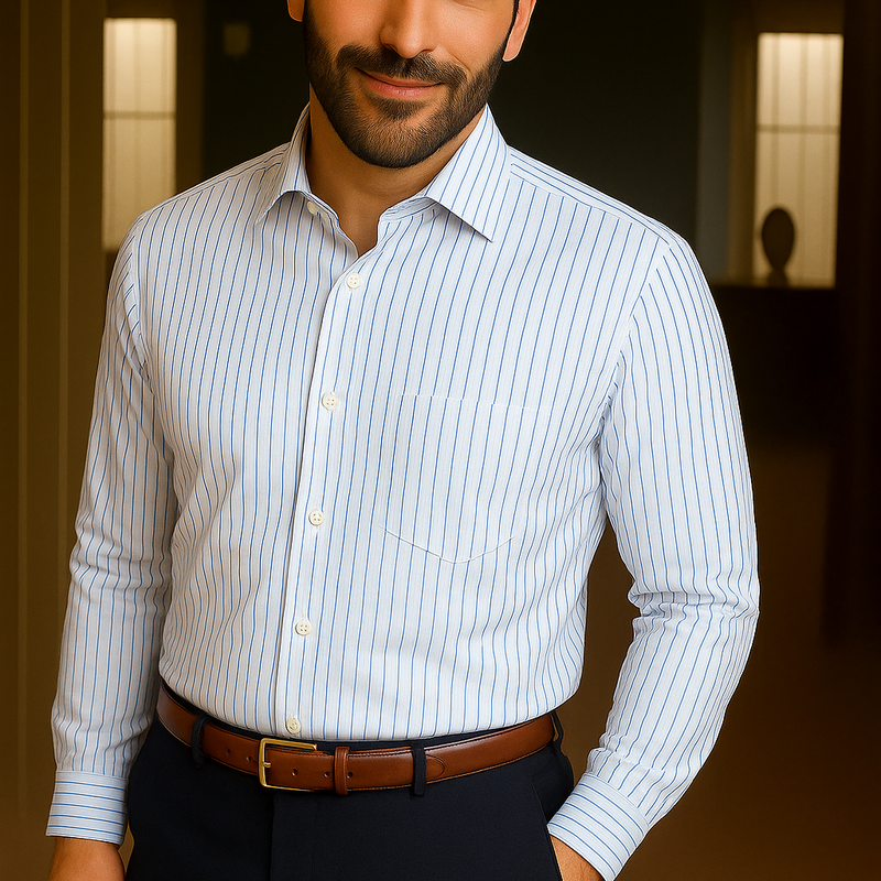 Shirt Fabric Soktas 80s Giza Cotton Lining Colour Blue N White