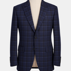 Tweed Blazer Fabric Raymond Wool Blended Broad Check Colour Neavy Blue