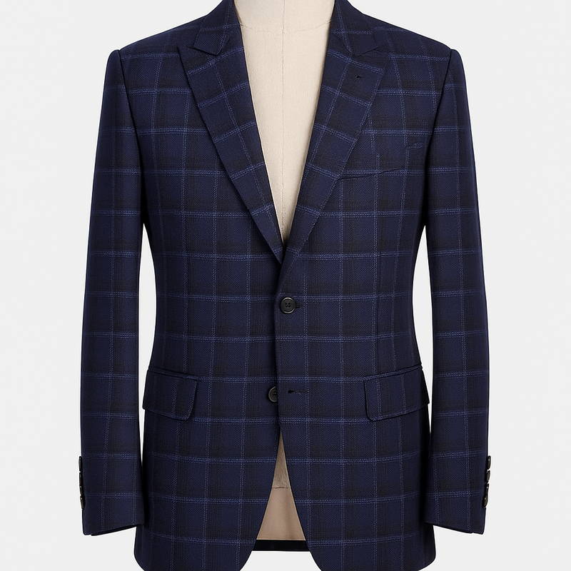 Tweed Blazer Fabric Raymond Wool Blended Broad Check Colour Neavy Blue