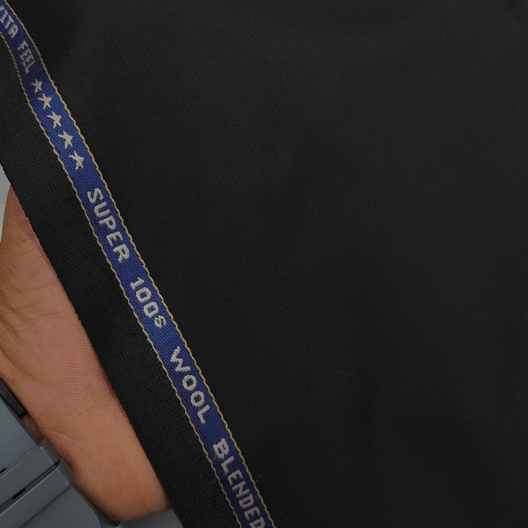 Raymond Exotic Premium Super 100s Count 60% wool Plain Suiting Fabric Colour Matte Black