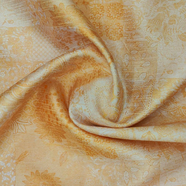 ManTire Men's Designer Silk Digital Printed Kurta Fabric Colour Cheese Yellow