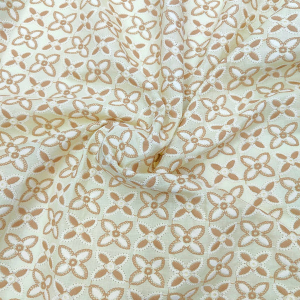 ManTire Men's Pure Cotton Embroidery Kurta Fabric Colour Oyster Yellow