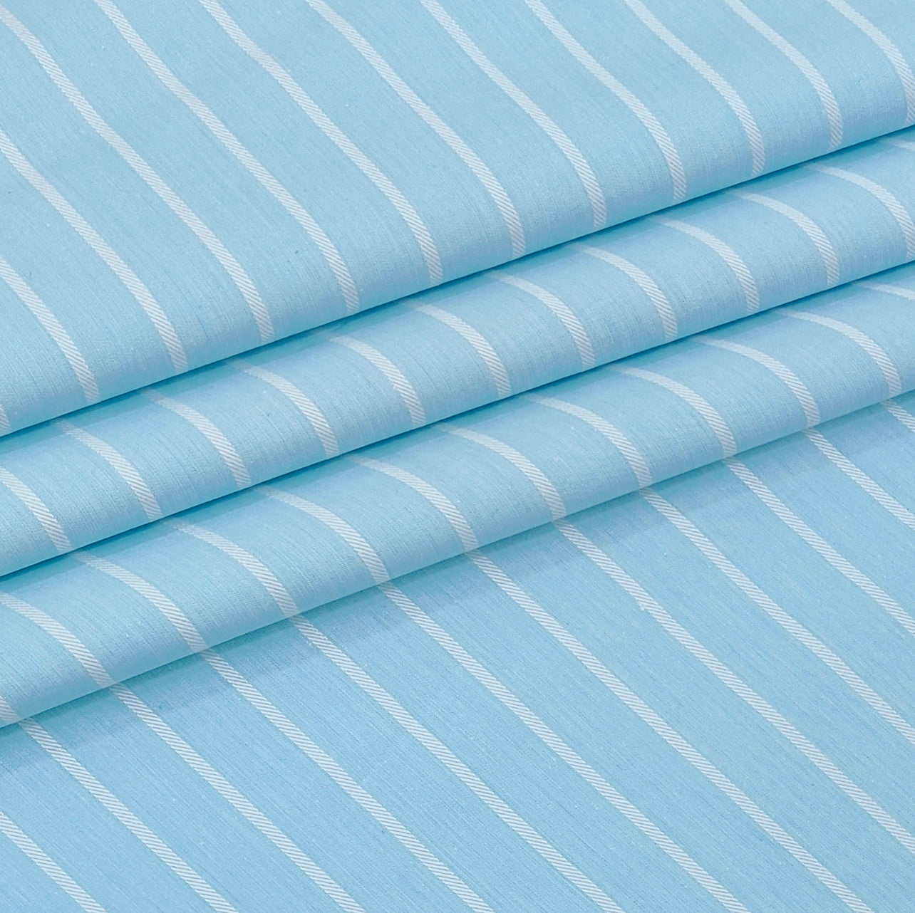 Shirt Fabric Arvind 100% Pure Cotton Pencil Stripes Colour Cyan Blue
