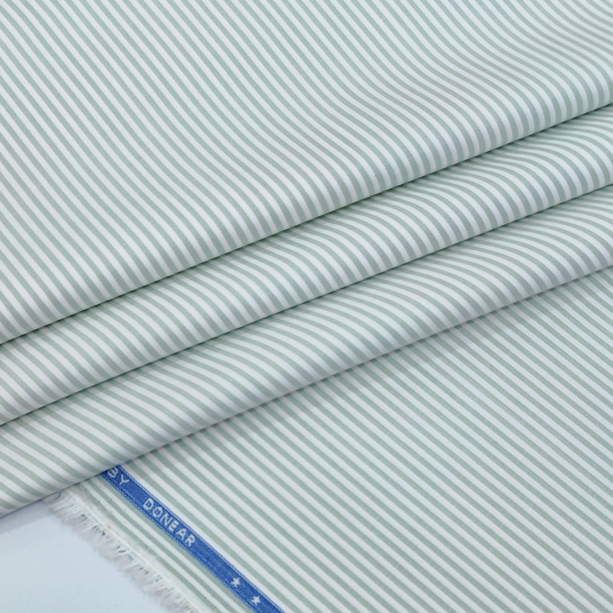 Shirt Fabric Donear LA Finish Premium Giza Cotton Pencil Stripes Colour Mint Green