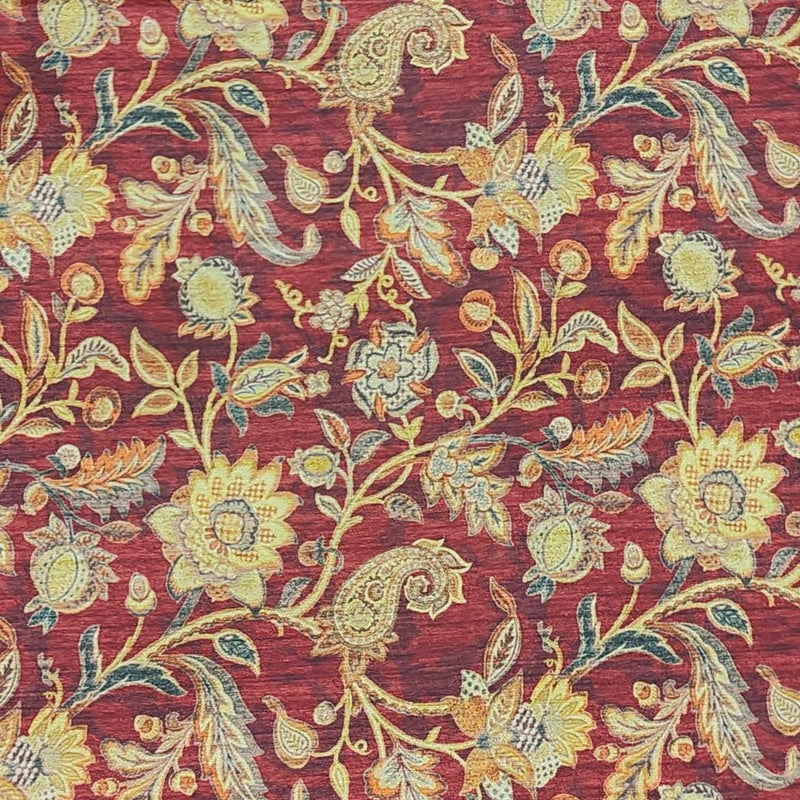 ManTire Men's Designer Silk Golden Digital Printed Kurta Fabric Colour Maroon