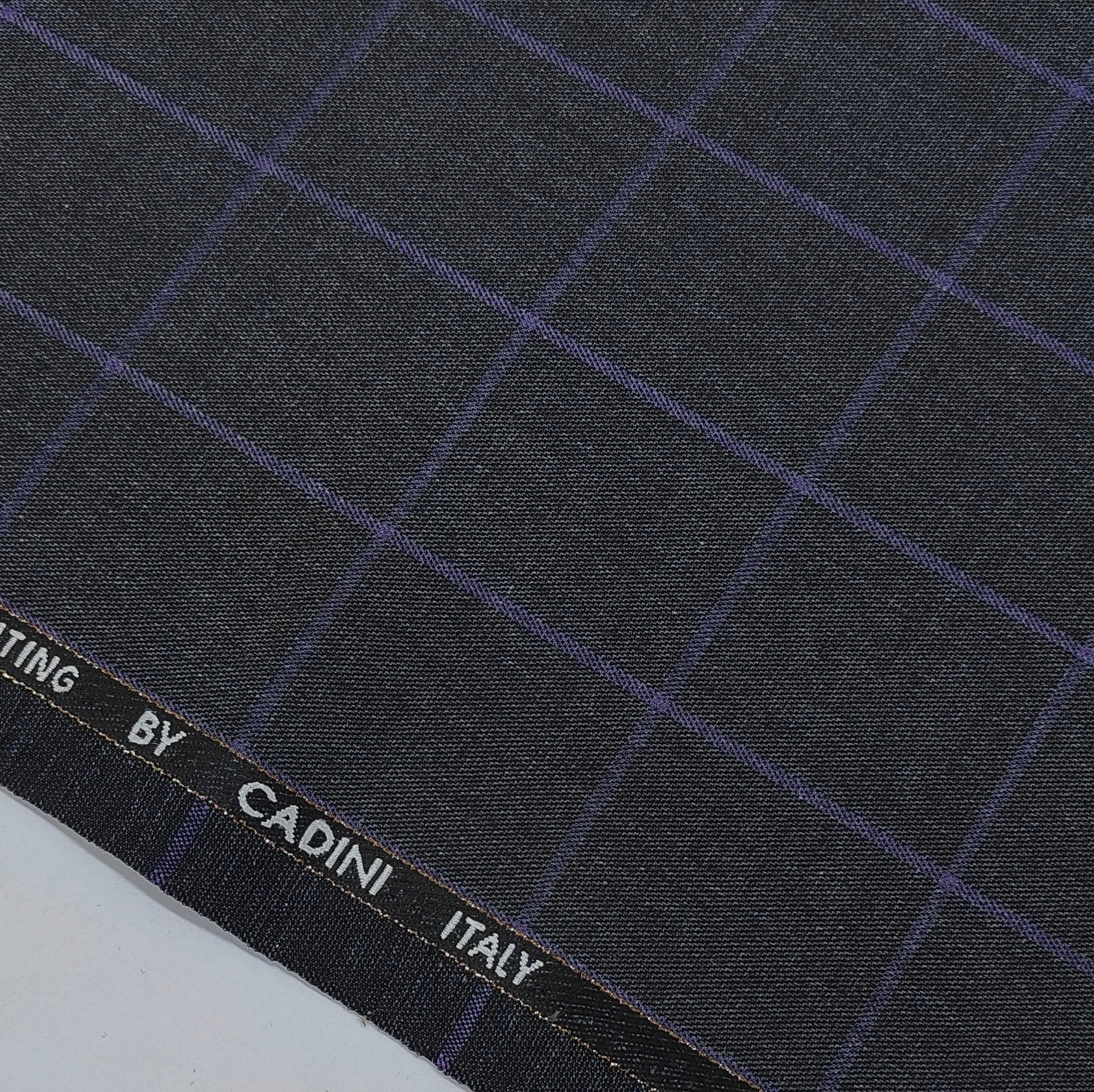 Trouser Fabric Canetti Italy Merino 90s Wool Blend Broad Check Colour Grey N Lavender