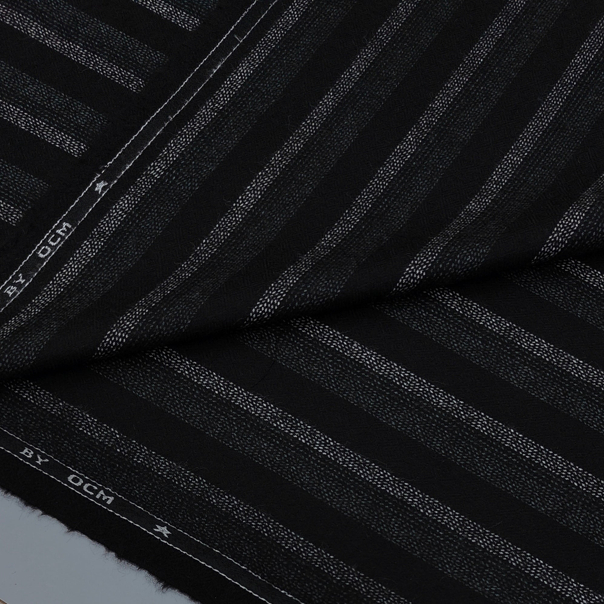 Warm Shirt Fabric Ocm Broad Stripes Colour Charcoal Black