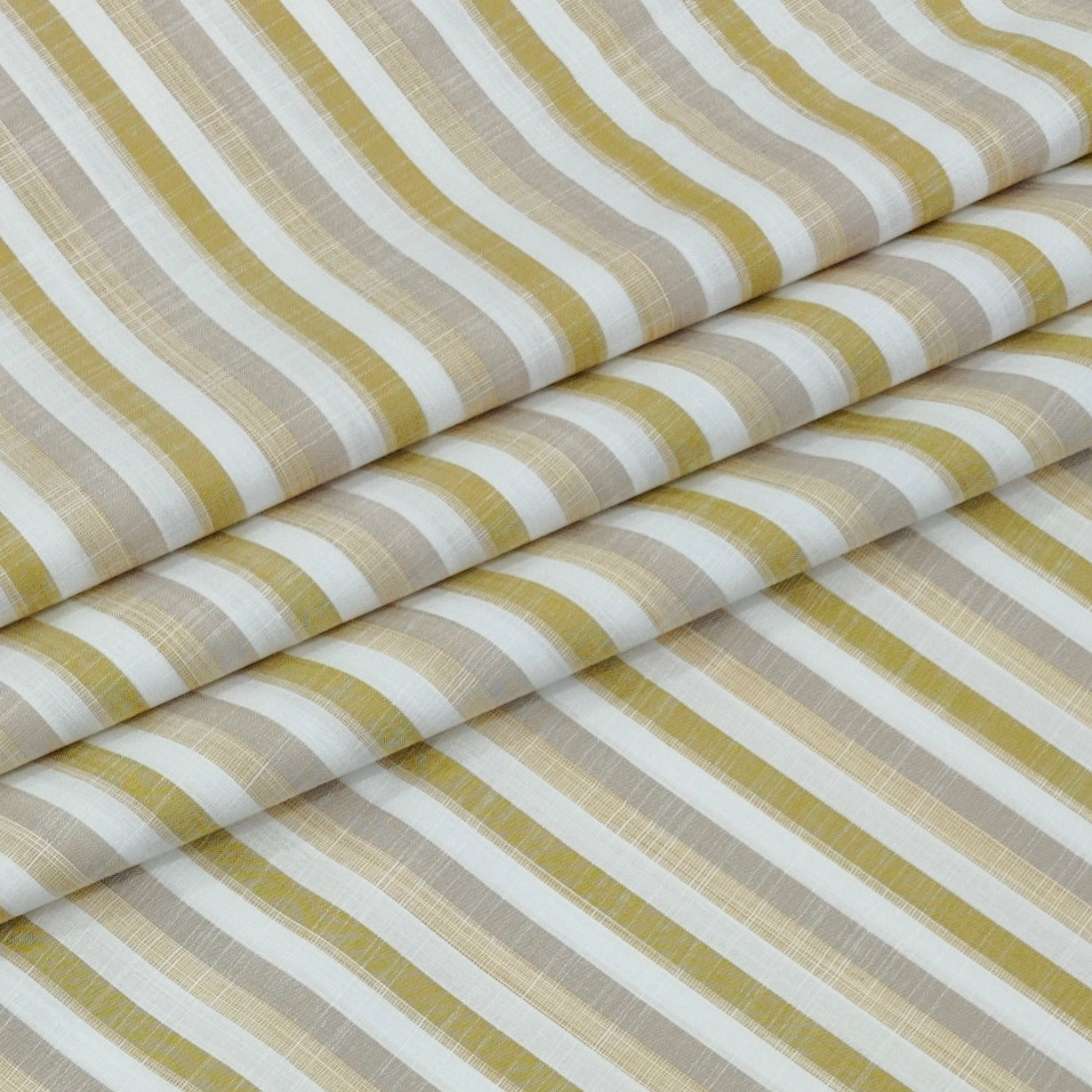 Shirt Fabric Arvind 100% Pure Cotton Multi Stripes Colour Olive Green N White