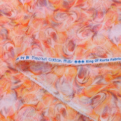 Navsari Stiff Pure Cotton Premium Digital Printed Kurta Fabric For Men Colour Hot Peach