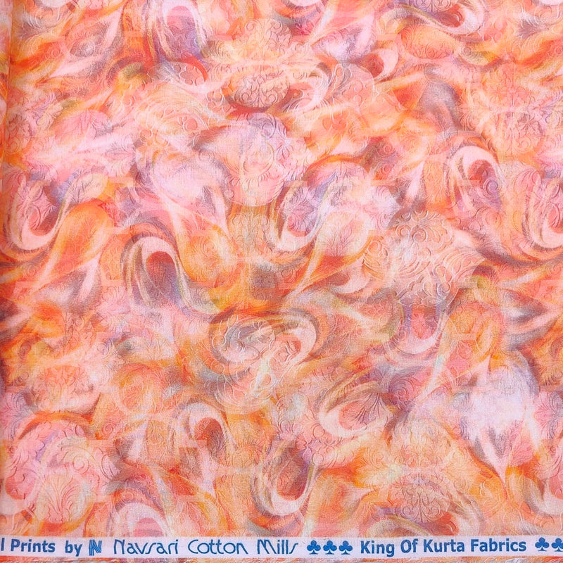 Navsari Stiff Pure Cotton Premium Digital Printed Kurta Fabric For Men Colour Hot Peach