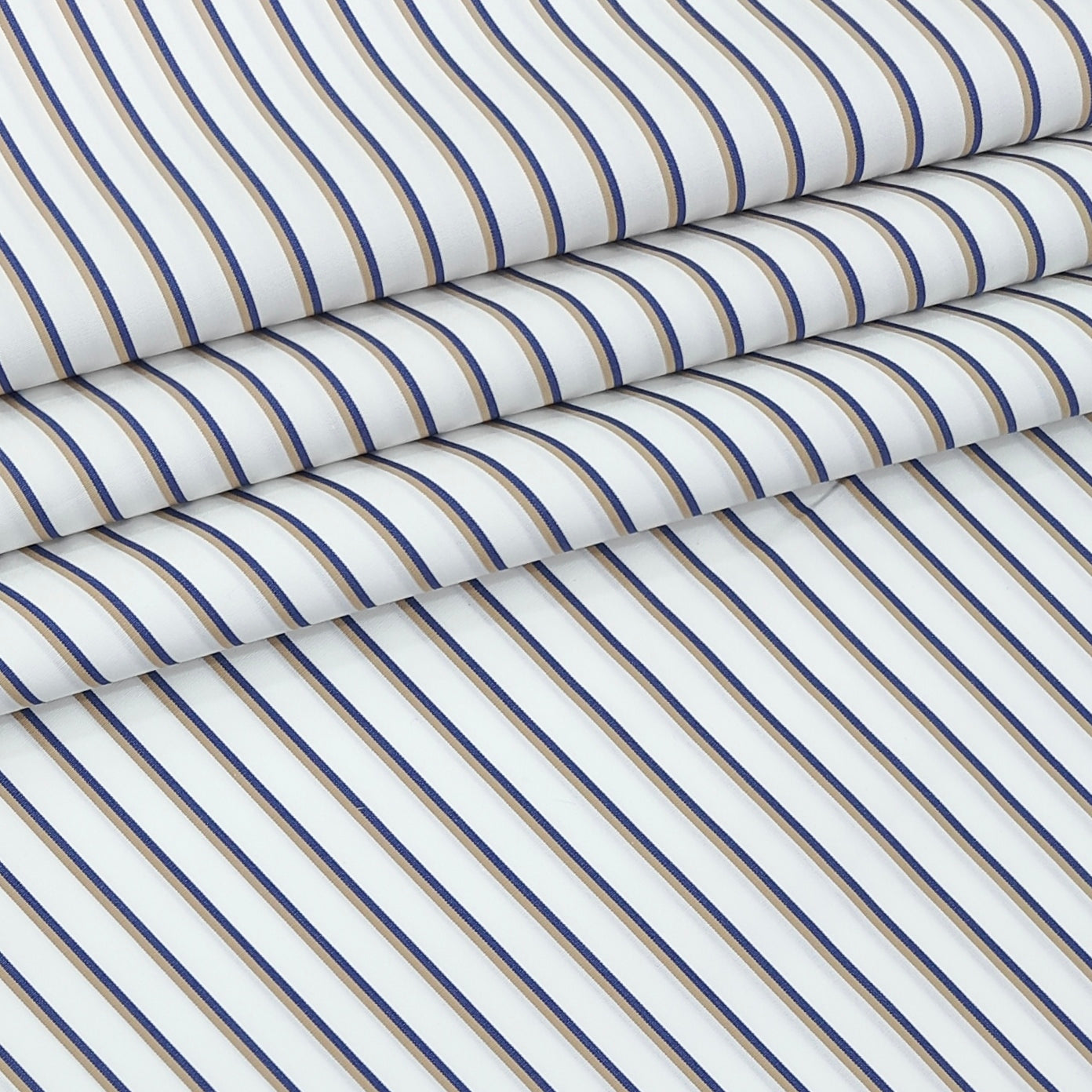 Shirt Fabric Soktas 140/2 Giza Cotton Multi Tone Stripes Colour Blue, Brown N White