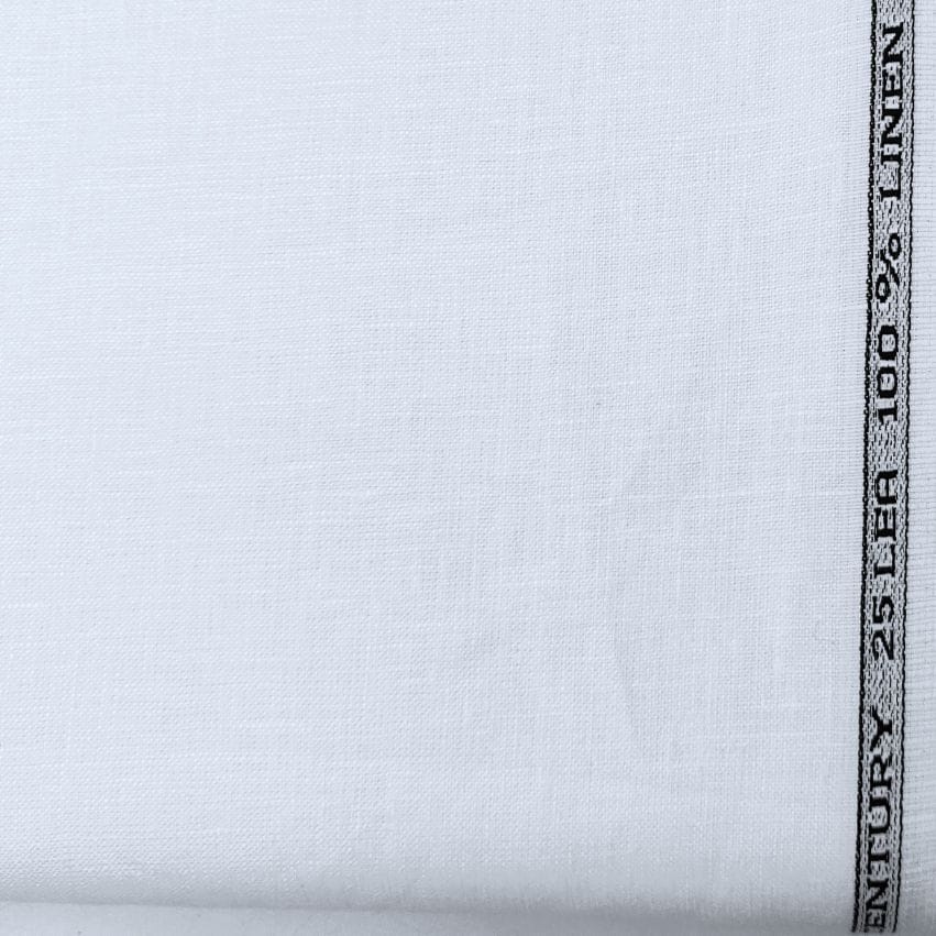 Birla Century White 100% Pure Linen 25 LEA Unstitched Trouser Fabric - ManTire