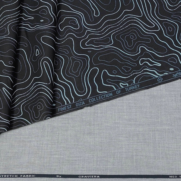 Pant Shirt Combo Pack Graviera Lycra Silver Grey Pant Printed Giza Cotton Black Shirt Fabric