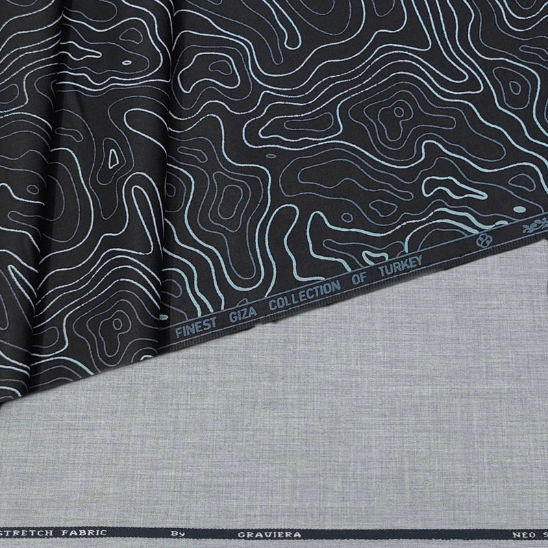 Pant Shirt Combo Pack Graviera Lycra Silver Grey Pant Printed Giza Cotton Black Shirt Fabric