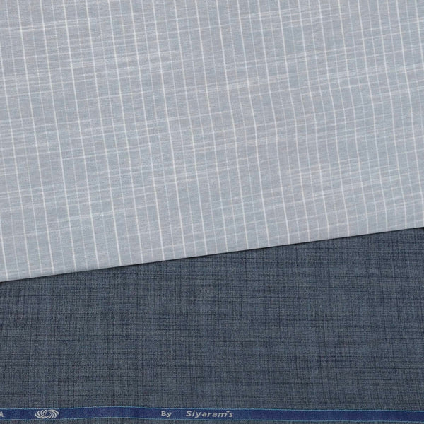 Pant Shirt Combo Pack Siyaram Bluish Grey Pant, Lining Poly Cotton Light Grey Shirt Fabric