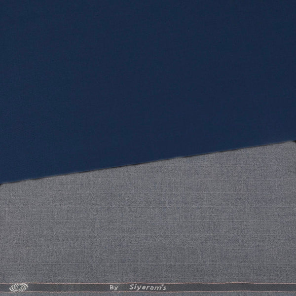 Pant Shirt Combo Pack Siyaram Grey Pant, Plain Poly Cotton Navy Blue Shirt Fabric