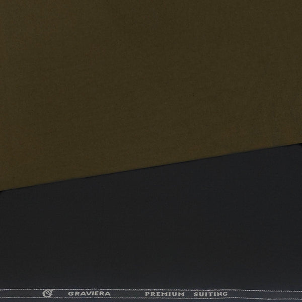 Pant Shirt Combo Pack Graviera Black Pant, Plain Poly Cotton Golden Brown Shirt Fabric