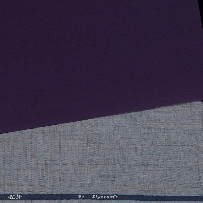 Pant Shirt Combo Pack Siyaram Silver Pant, Plain Poly Cotton Plum Purple Shirt Fabric