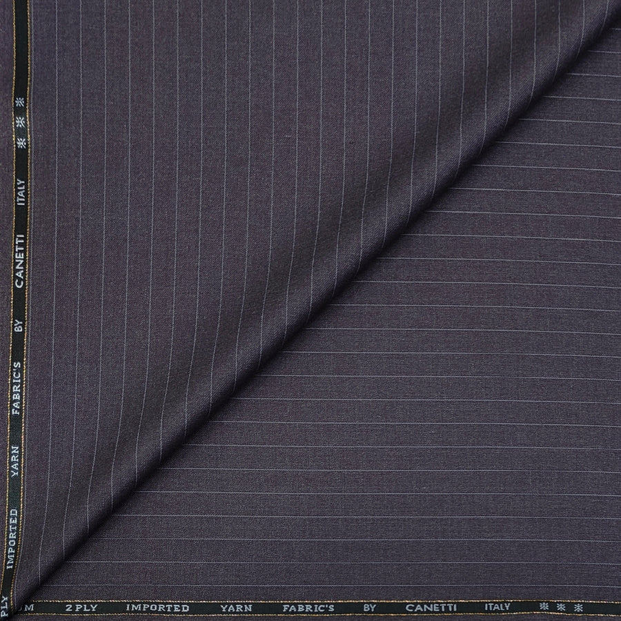 Canetti Italy Luxury 2Ply TR Fine Stripes Suiting Fabric Colour Faded Purple
