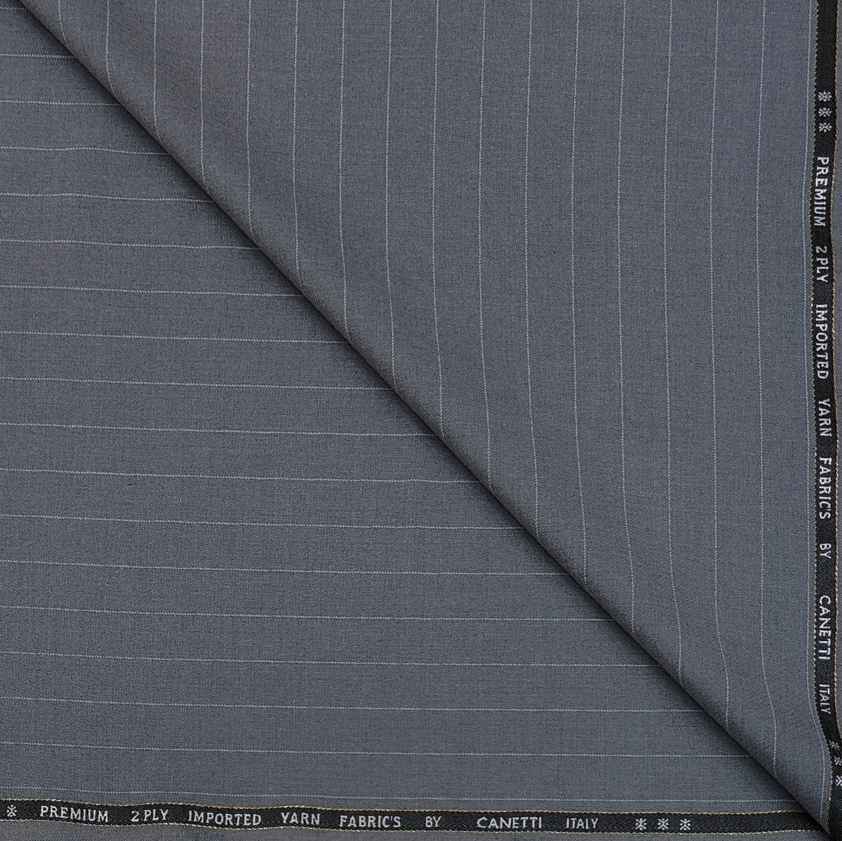 Canetti Italy Luxury 2Ply TR Broad Stripes Suiting Fabric Colour Grey