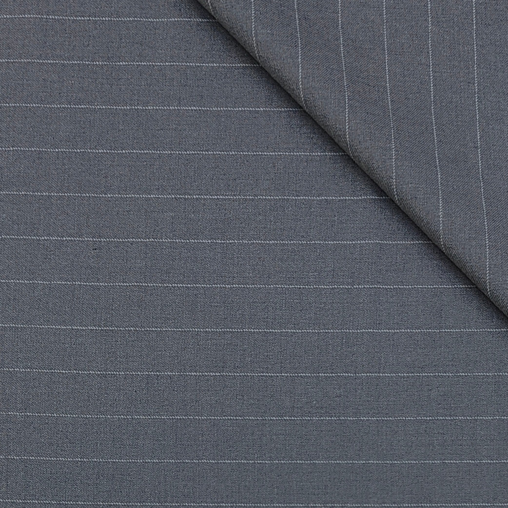 Canetti Italy Luxury 2Ply TR Broad Stripes Suiting Fabric Colour Grey