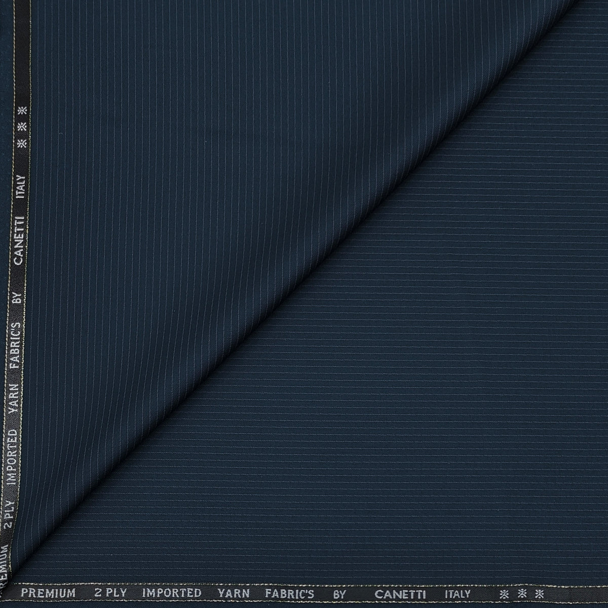 Canetti Italy Luxury 2Ply TR Pencil Stripes Suiting Fabric Colour Peacock Blue