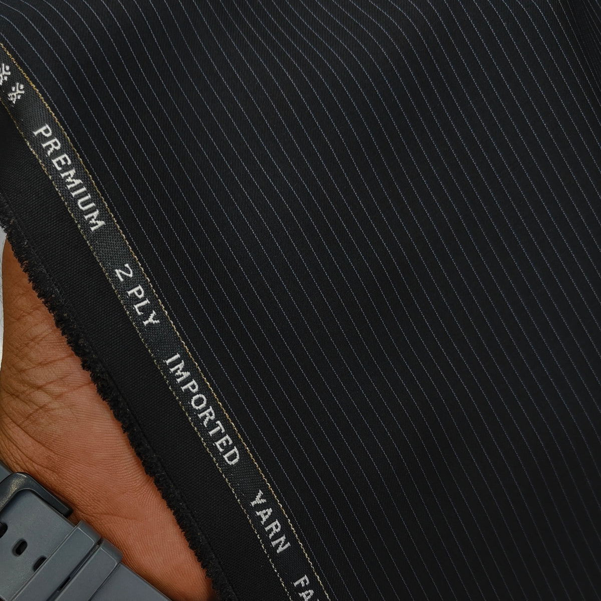 Canetti Italy Luxury 2Ply TR Pencil Stripes Suiting Fabric Colour Black