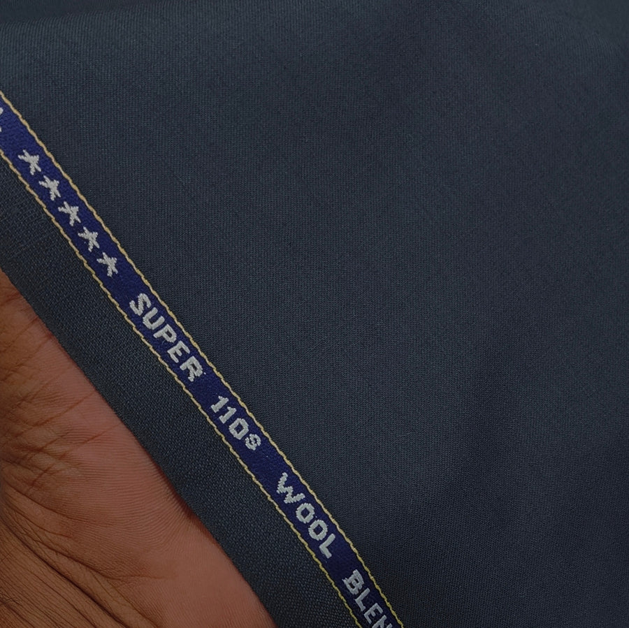Raymond Exotic Premium Super 110s Count 60% wool Plain Suiting Fabric Colour Greyish Blue