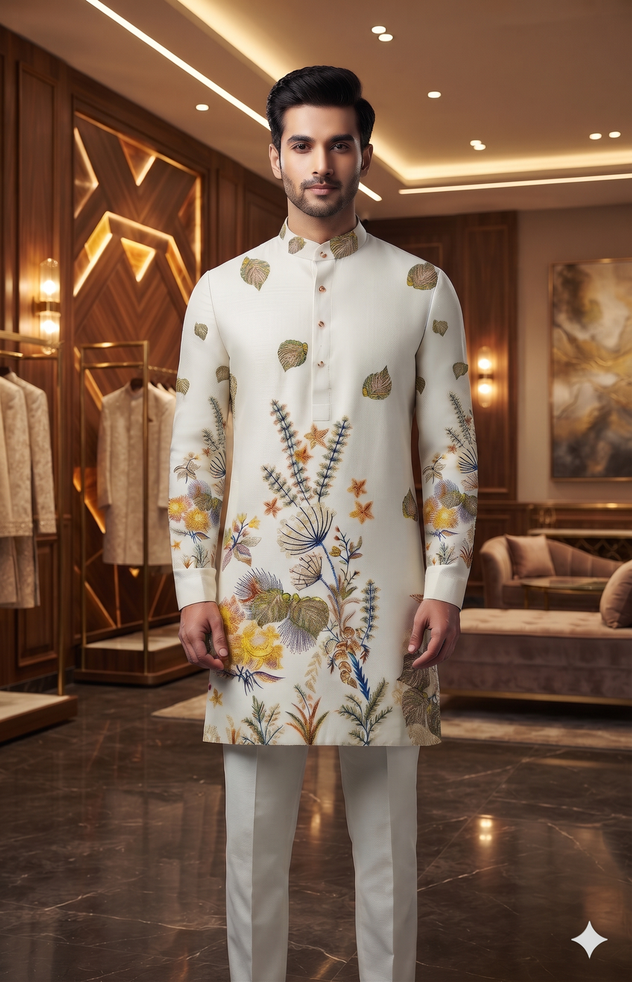 Kurta Fabric ManTire Designer PV Printed Colour Gin Green