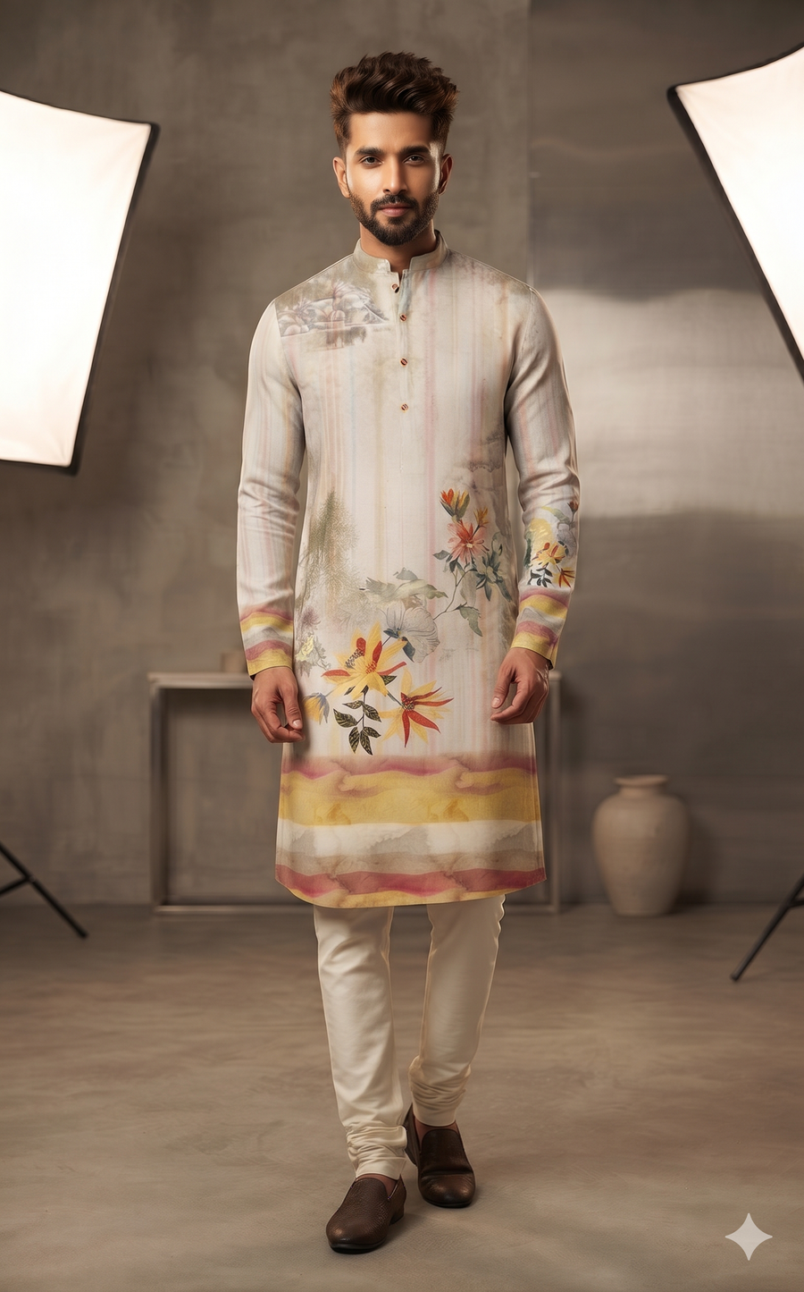 Kurta Fabric ManTire Designer PV Printed Colour Multicolour